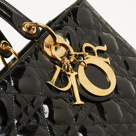 DIOR Black Cannage Patent Leather Large Lady  Tote - Picture 7 of 8